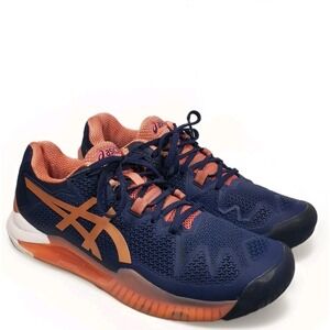 ASICS® Women's 9.5 GEL-Resolution 8 Tennis Pickleball Shoes in‎ Blue Pink White
